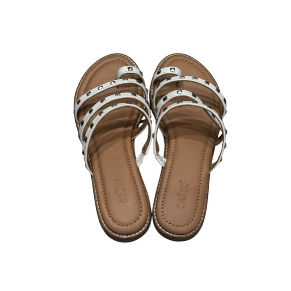 Women’s Crevo White Leather Polly Studded Strappy Slip-On Sandals: 6.5 - Picture 5 of 8